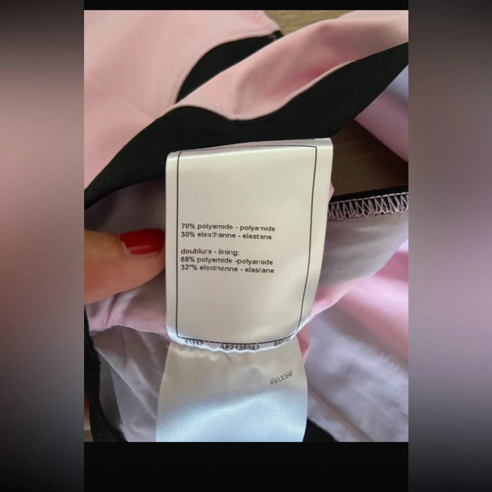 NWT CHANEL Pink&Black Striped Crop Top/bikini top size XS - Picture 9 of 11